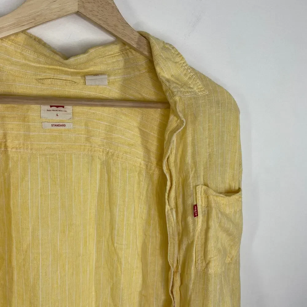 Levi's Sunset Mimosa Yellow One Pocket Button Up Shirt Men's Size Large L‎